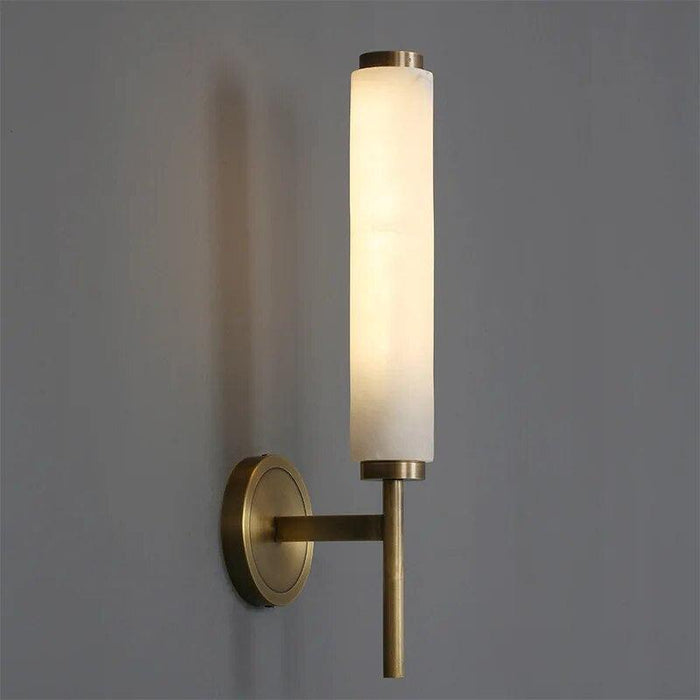 Natural Marble & Copper Candle Style Wall Sconce - DWHOME