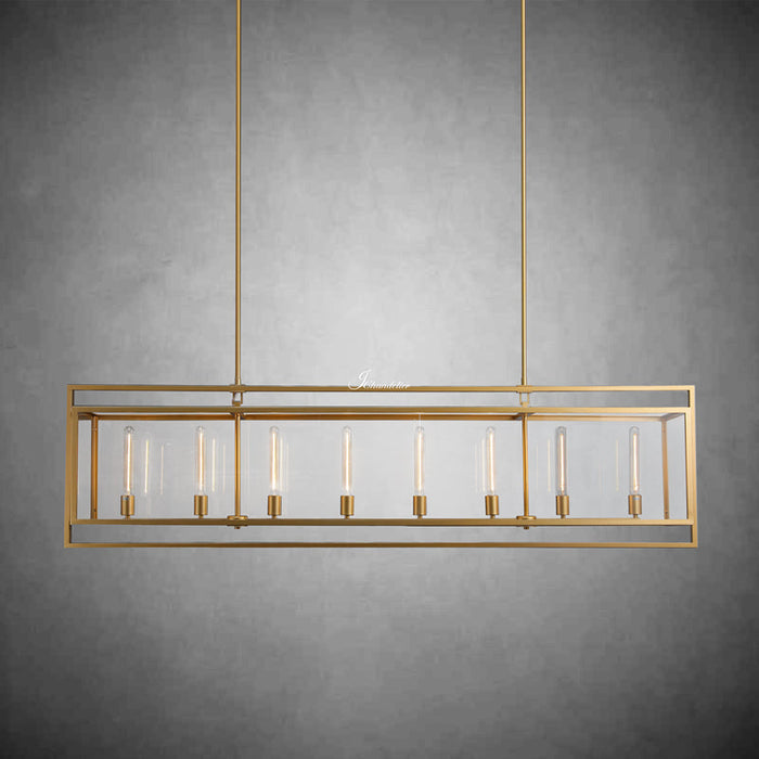 Baker Glass Lantern Rectangular Chandelier 54"-DWHOME