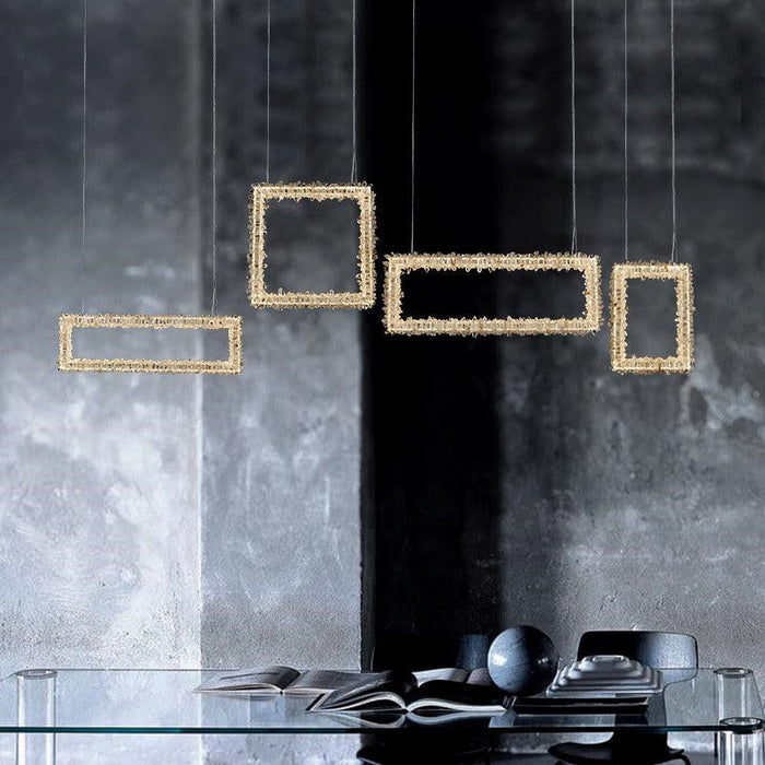 Echo Modern Rock Crystal Chandelier Over Dining Table-DWHOME
