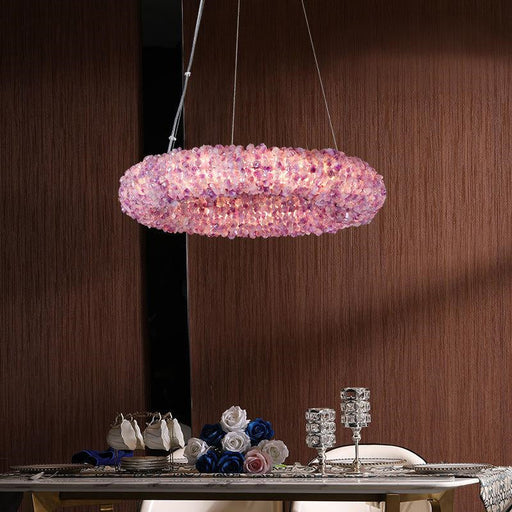 Tadeo Purple Rock Crystal Round Luxury Chandelier-DWHOME