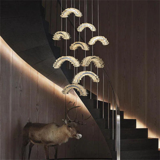 Rainbow Modern Rock Crystal Staircase Chandelier-DWHOME
