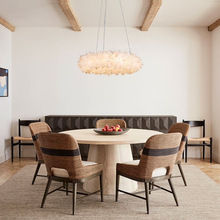 24-47 Inch Round Clear Geode Quartz Crystal Ring Pendant Light Modern Chandelier for Living Room