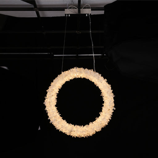 Modern Geode Quartz Crystal Chandelier Vertical Hanging Ring Pendant Light-DWHOME