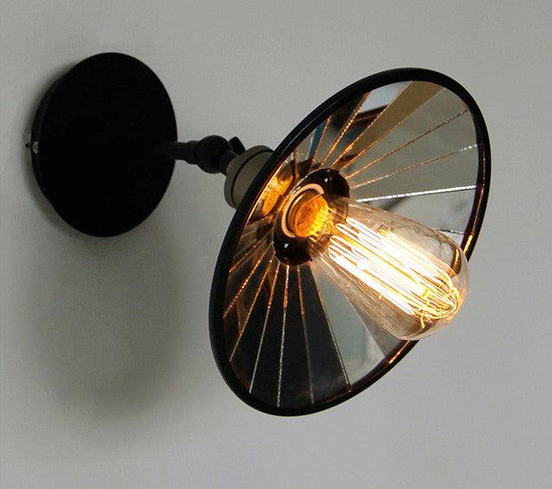 Retro Black Industrial Loft Wall Light With Mirror-DWHOME