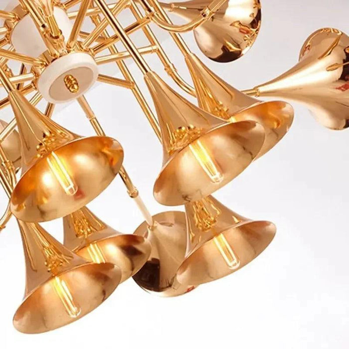 24-Light Unique Brass Trumpet Chandelier Light - DWHOME