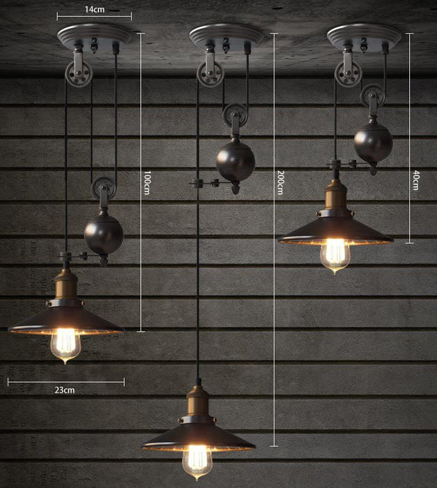 Lincoln Black Mirror Shade Pulley Industrial Pendant Light - DWHOME