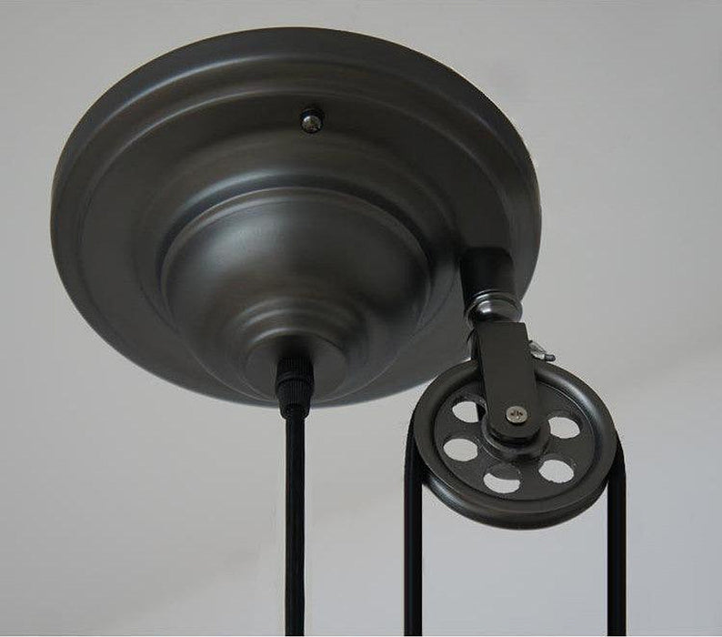 Lincoln Black Mirror Shade Pulley Industrial Pendant Light-DWHOME