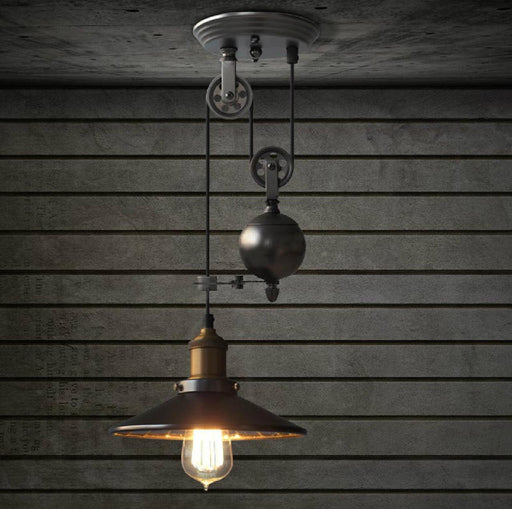 Lincoln Black Mirror Shade Pulley Industrial Pendant Light - DWHOME