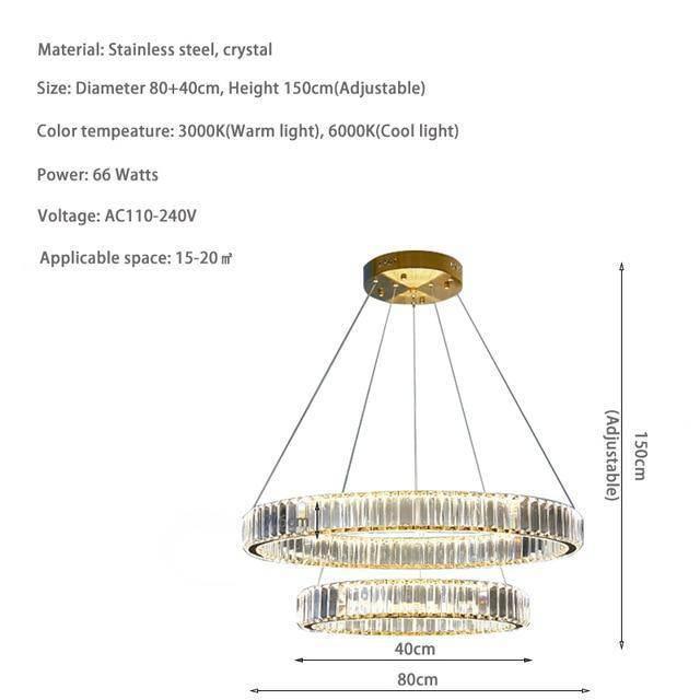 Roma 2-Ring Crystal Chandelier - DWHOME