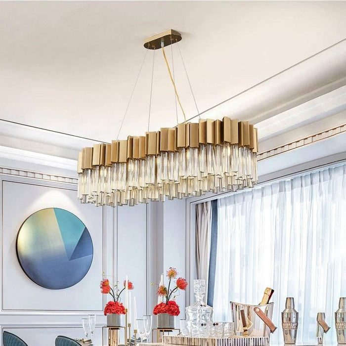 Milano Brushed Gold Dining Room Crystal Chandelier - DWHOME