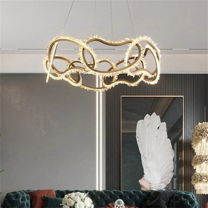 July Modern Rock Crystal Multi Ring Chandelier-DWHOME