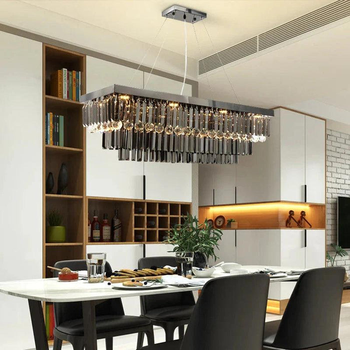 3 Tier Contemporary Rectangular Crystal Chandelier - DWHOME