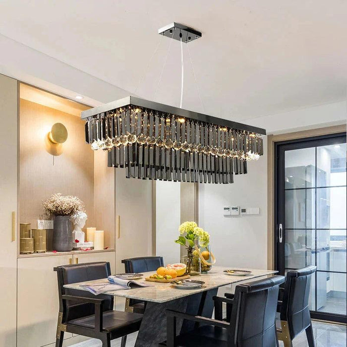 3 Tier Contemporary Rectangular Crystal Chandelier - DWHOME
