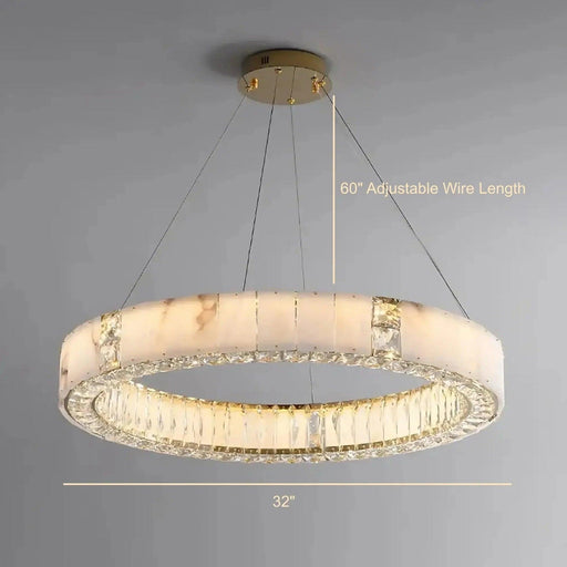 Natural Marble & Crystal Modern Ceiling Light Fixture-DWHOME
