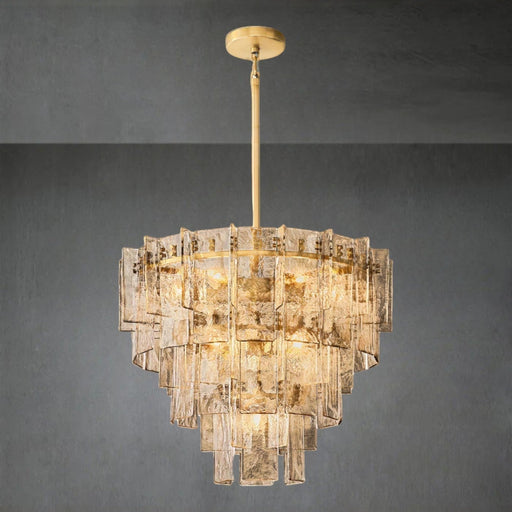 Lattace Smoke Glass Tiered Round Chandelier 36"47"-DWHOME
