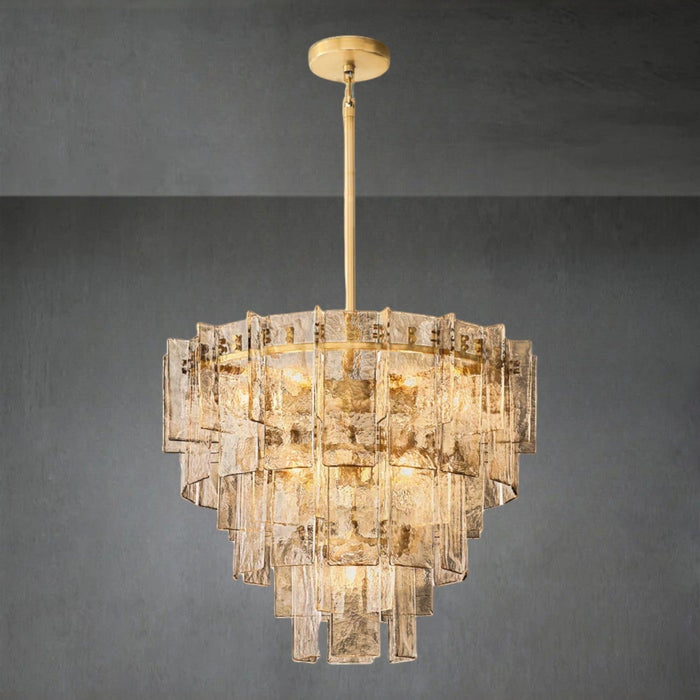 Lattace Smoke Glass Tiered Round Chandelier 36"47"-DWHOME