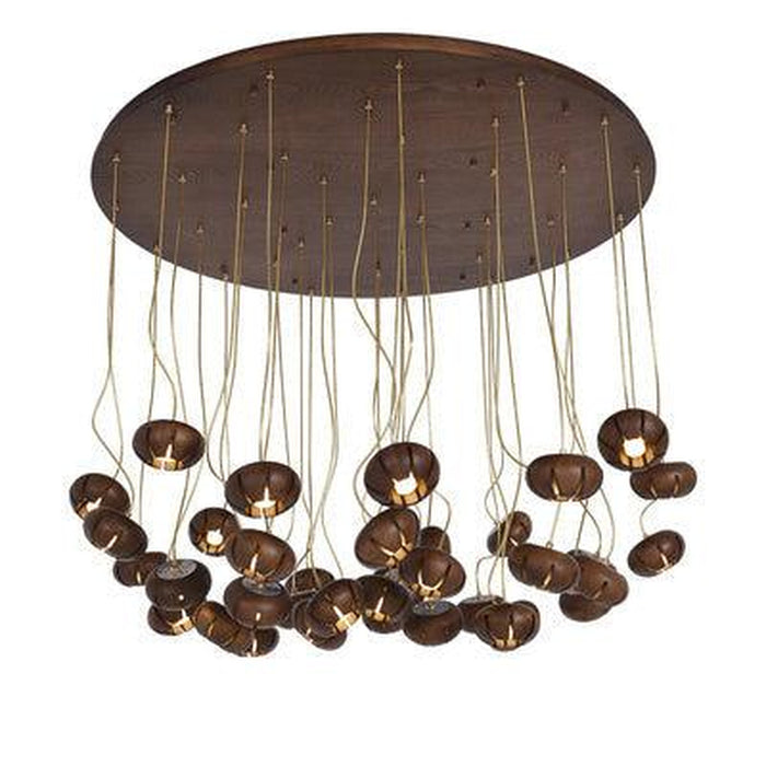 Wooden Petal Round Cluster Pendant Light-DWHOME