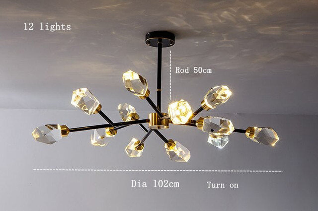 Diamante Crystal Branch Chandelier, Black-DWHOME