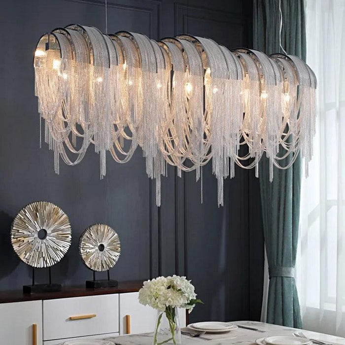Cadena Chain Tassel Dining Room Chandelier-DWHOME