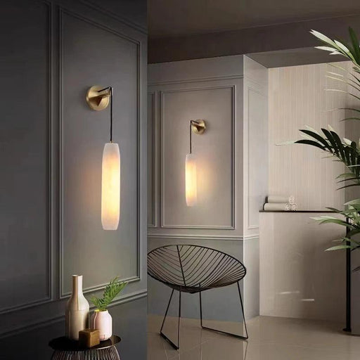 Moonshade Natural Marble Pendant Wall Sconce-DWHOME