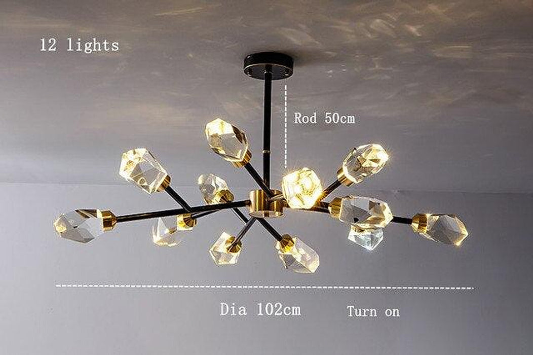 Bari Crystal Branch Chandelier, Black-DWHOME