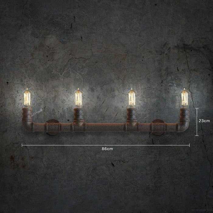 4 head bare bulb Water Pipe Industrial loft wall light sconce - DWHOME