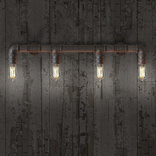 4 head bare bulb Water Pipe Industrial loft wall light sconce - DWHOME