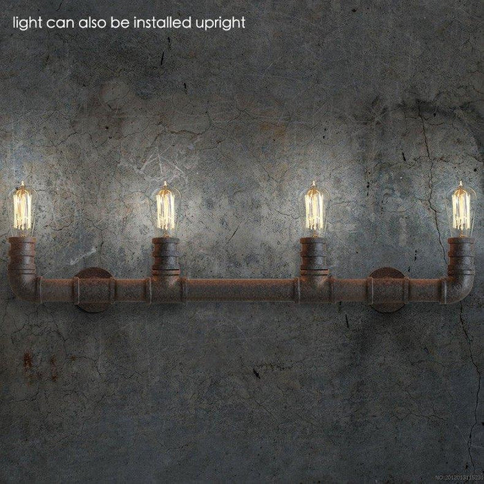 4 head bare bulb Water Pipe Industrial loft wall light sconce - DWHOME