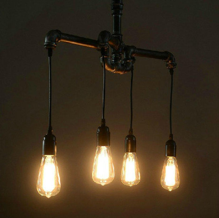 4 head cross water pipe industrial pendant light chandelier - DWHOME