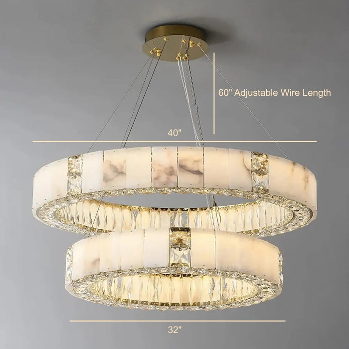 Natural Marble & Crystal Modern Ceiling Light Fixture - DWHOME