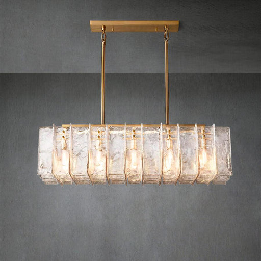 Lattace Clear Glass Rectangular Chandelier 49"67''-DWHOME