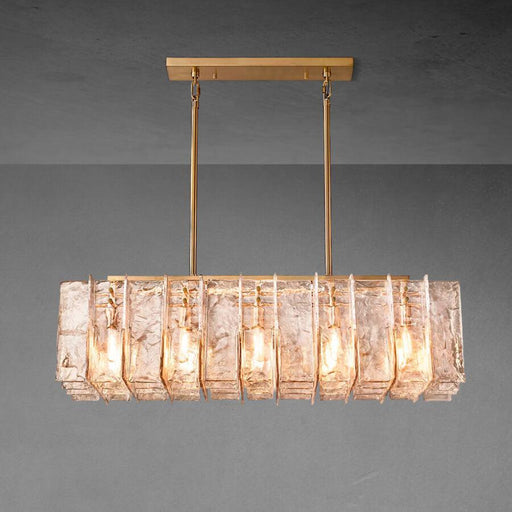 Lattace Smoke Glass Rectangular Chandelier 49"67''-DWHOME