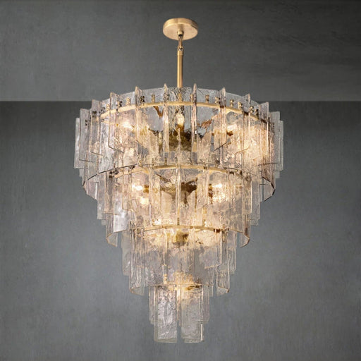 Lattace Clear Glass Tiered Round Chandelier 47"-DWHOME