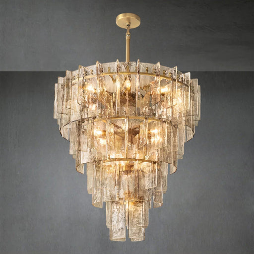 Lattace Smoke Glass Tiered Round Chandelier 36"47"-DWHOME