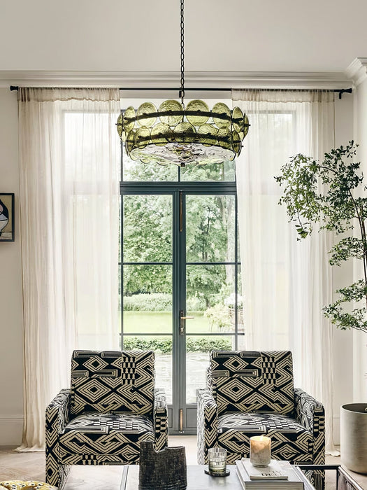 Solaris Disc Murano Chandelier-DWHOME