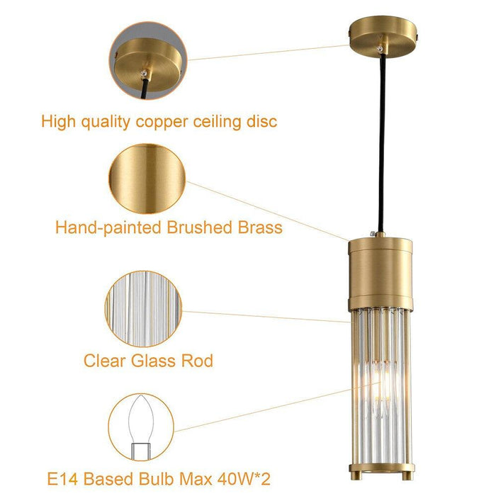 Copper & Glass Kitchen Island Pendant Light-DWHOME