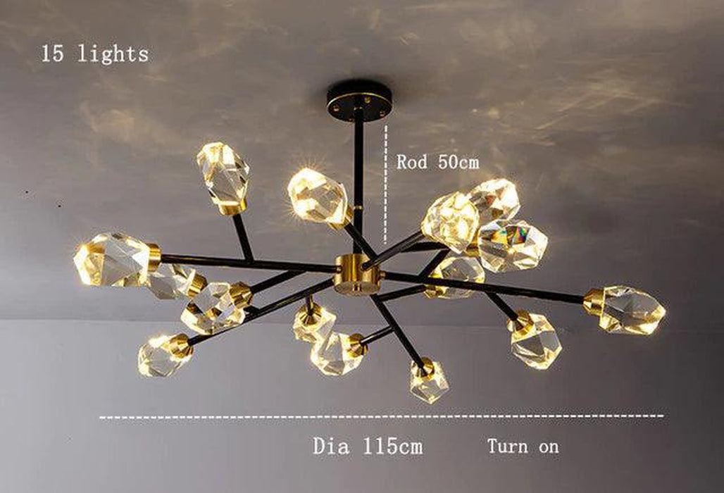 Bari Crystal Branch Chandelier, Black-DWHOME