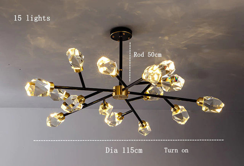 Diamante Crystal Branch Chandelier, Black-DWHOME