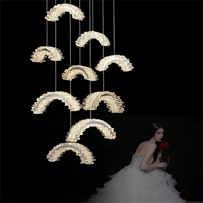 Rainbow Modern Rock Crystal Staircase Chandelier-DWHOME
