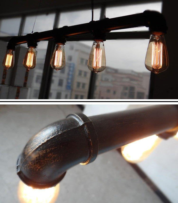 5 Bulb Water Pipe Industrial Kitchen Island Pendant Light - DWHOME