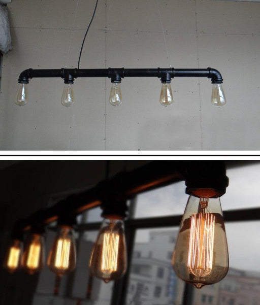 5 Bulb Water Pipe Industrial Kitchen Island Pendant Light - DWHOME