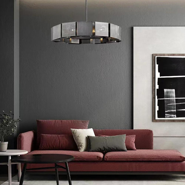 Stainless Steel Industrial Modern Ring Chandelier-DWHOME