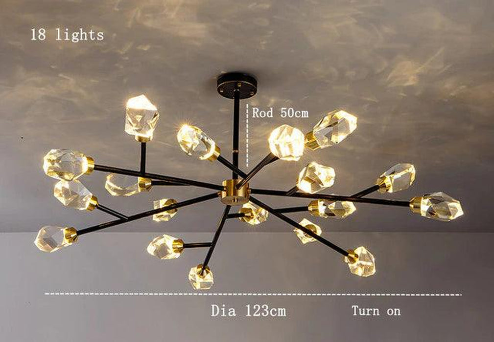 Bari Crystal Branch Chandelier, Black-DWHOME