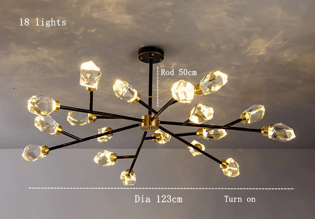 Diamante Crystal Branch Chandelier, Black-DWHOME