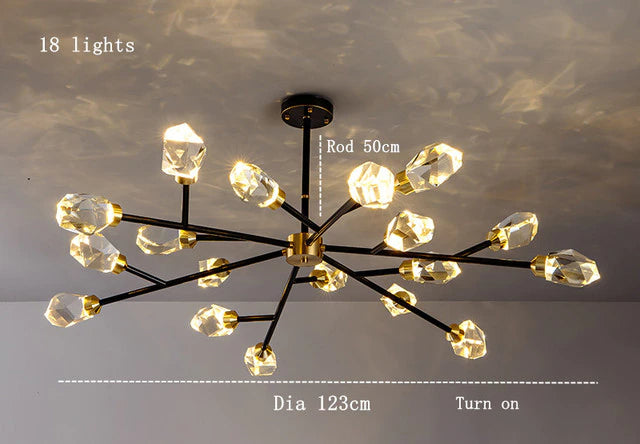 Diamante Crystal Branch Chandelier, Black-DWHOME