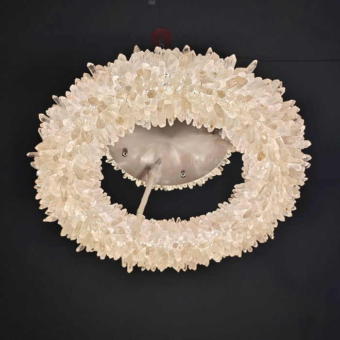 24-47 Inch Round Clear Geode Quartz Crystal Ring Pendant Light Modern Chandelier for Living Room