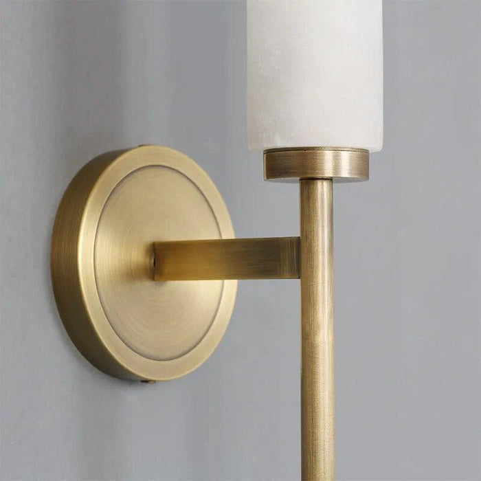 Natural Marble & Copper Candle Style Wall Sconce - DWHOME