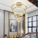 6 Tier Crystal Ring Chandelier for High Ceiling - DWHOME