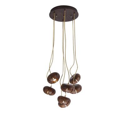 Wooden Petal Round Cluster Pendant Light - DWHOME