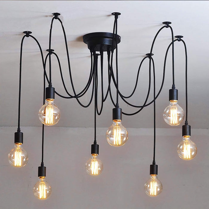 10 head Edison Bare Bulb Pendant Light in Black